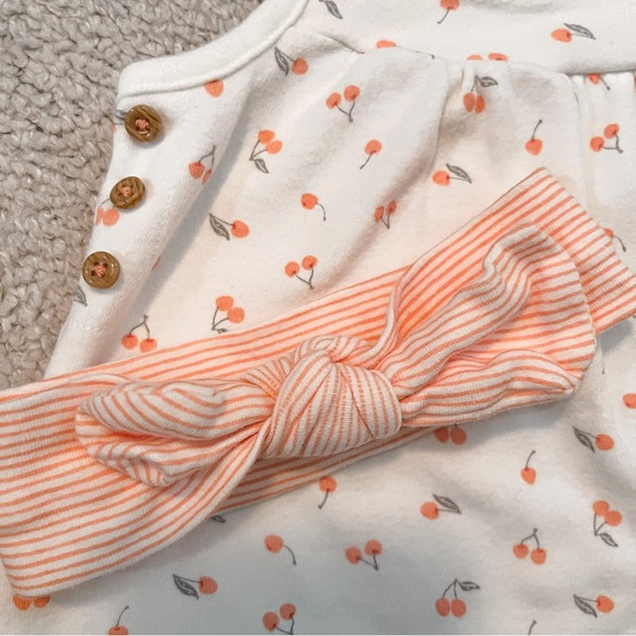 Rabbit + Bear Baby Girl Romper + Bow + Bib set 3-6 MO - Picture 4 of 6